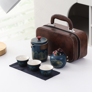 Ceramic Travel Tea Set Carrying Bag Quick Guest Cup One Pot Three Cups Tea Pot Complete Set Kung Fu Tea Set suit Accompanying Ceremony