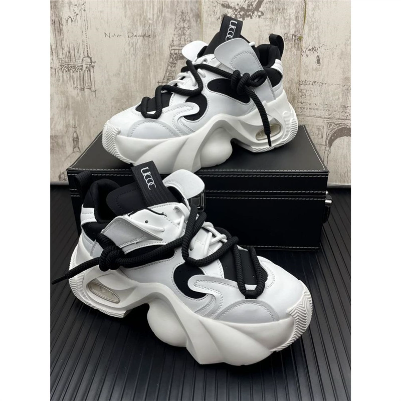Обувь папы ниша толстая подошва увеличена мужская повседневная обувь высокого уровня дикая модная повседневная обувь белая приливная обувь дышащая