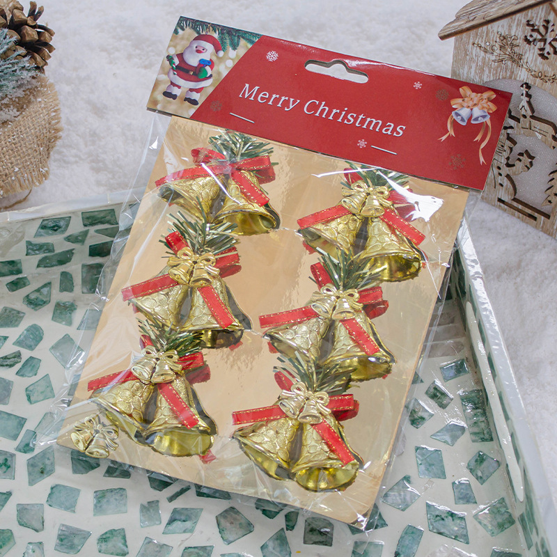 3cm campanas de oro personalizadas decoraciones navideñas plásticas galvanizadas string árbol de Navidad colgante accesorios DIY