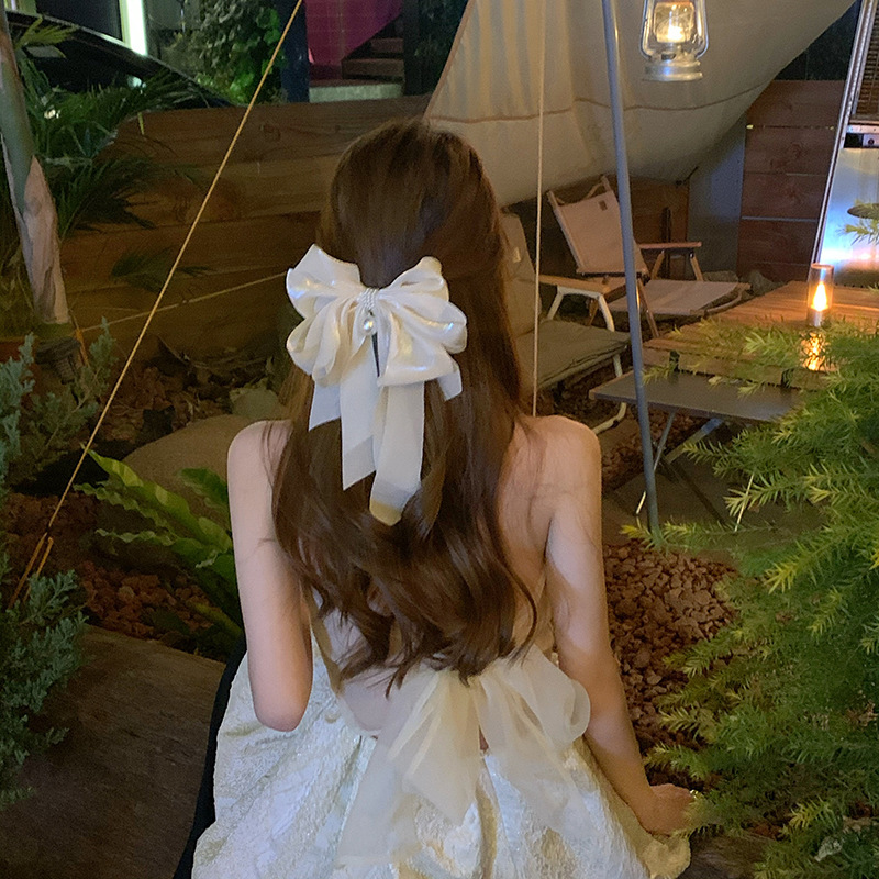 韓国の欧根紗春夏のベルベットの超大型蝶結び春夏のヘアピンの女性の後頭部のヘアピンの髪飾りの女性|undefined