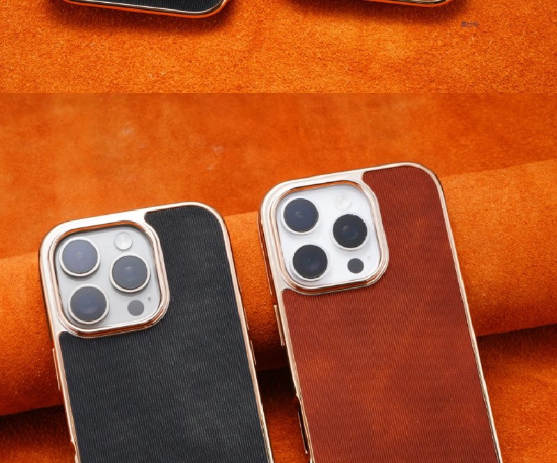 Ốp lưng iPhone 16 Pro Max bao da mạ điện chống rơi, hút từ tính — 【Nhãn kim loại màu đen★Da cừu mạ điện], 【Kim loại màu nâu vàng★Da cừu mạ điện], 【Nhãn kim loại màu nâu đỏ★Da cừu mạ điện], 【Dấu kim loại màu xám voi★Da cừu mạ điện] chi tiết 4