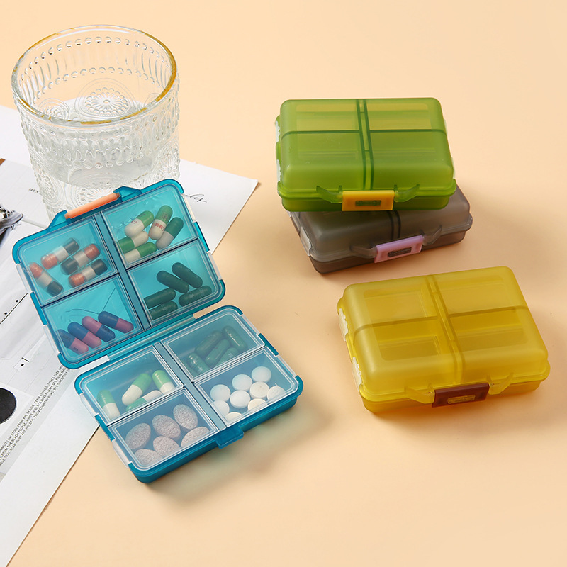 Cross-border medicine box portable sub-packaging large capacity seven days a week portable mini 8-compartment pill capsule storage box