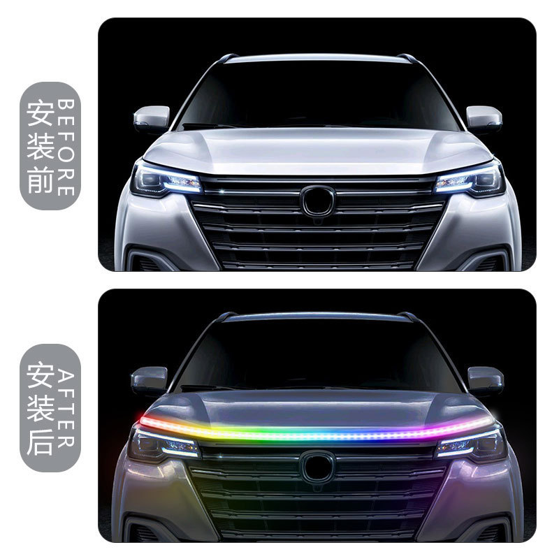 Lámpara de atmósfera colorida para cubierta de nariz de automóvil Lámpara de viaje diurna LED modificada barra de guía de luz superbrillante Lámpara de viaje diurna