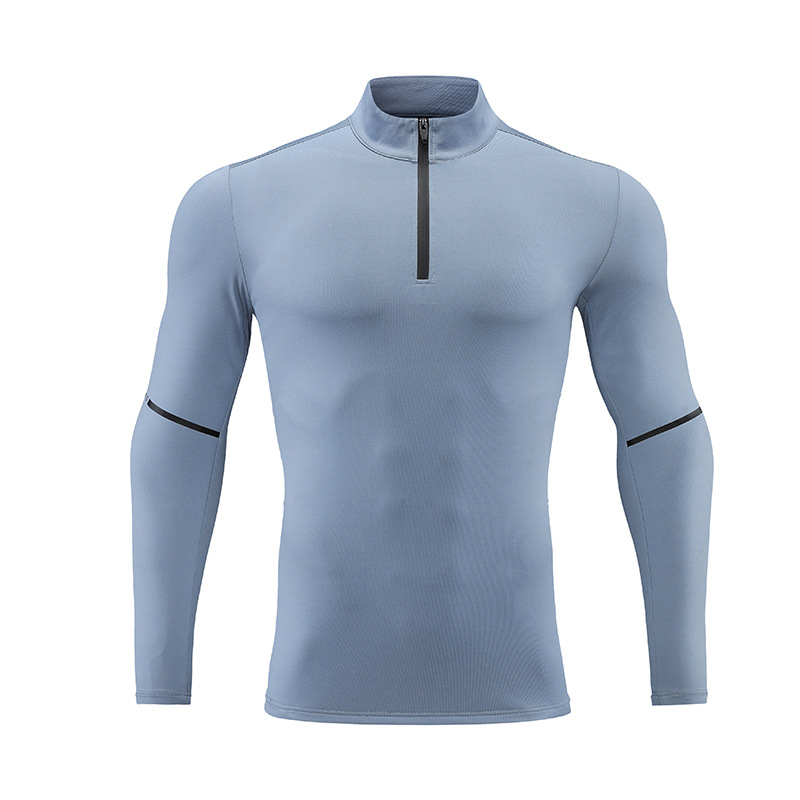 Primavera y otoño hombres deportes al aire libre de manga larga media cremallera corriendo collar UA misma camiseta superior en stock logotipo impreso personalizado