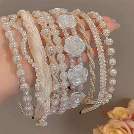 高级珍珠发箍女网红珍珠刘海头箍外出百搭超仙高颅顶公主气质发卡