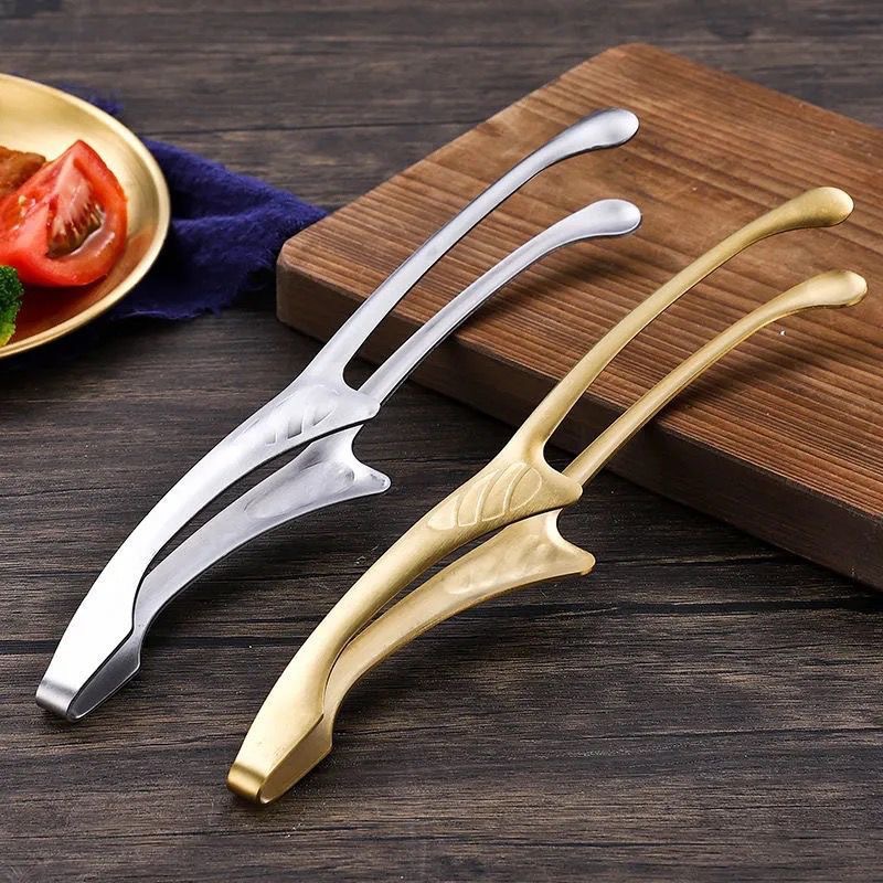 韩式不锈钢烤肉专用夹子金色剪刀鸡骨剪子多功能厨房食物夹防烫夹