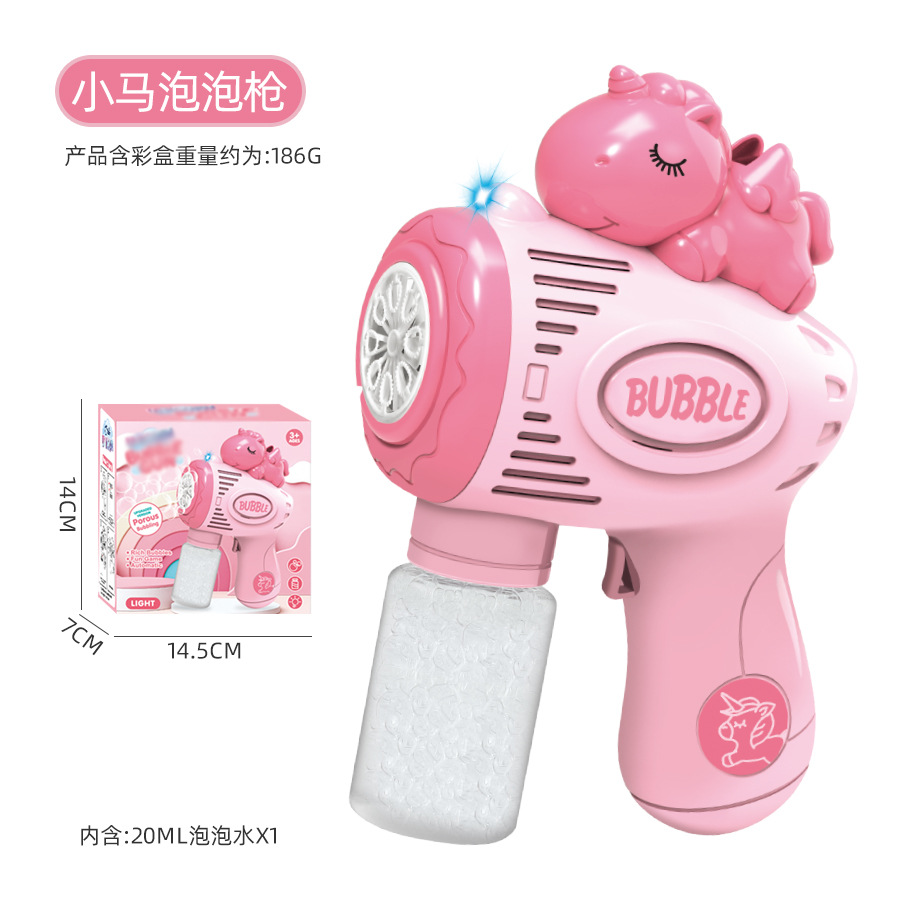 Pistola de burbujas eléctrica Pink Pony + 1 botella de agua (en caja)