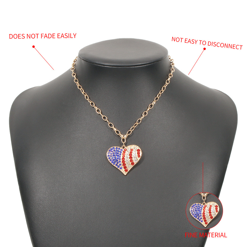 wholesale jewelry punk style heart inlaid diamond pendant necklace nihaojewelry