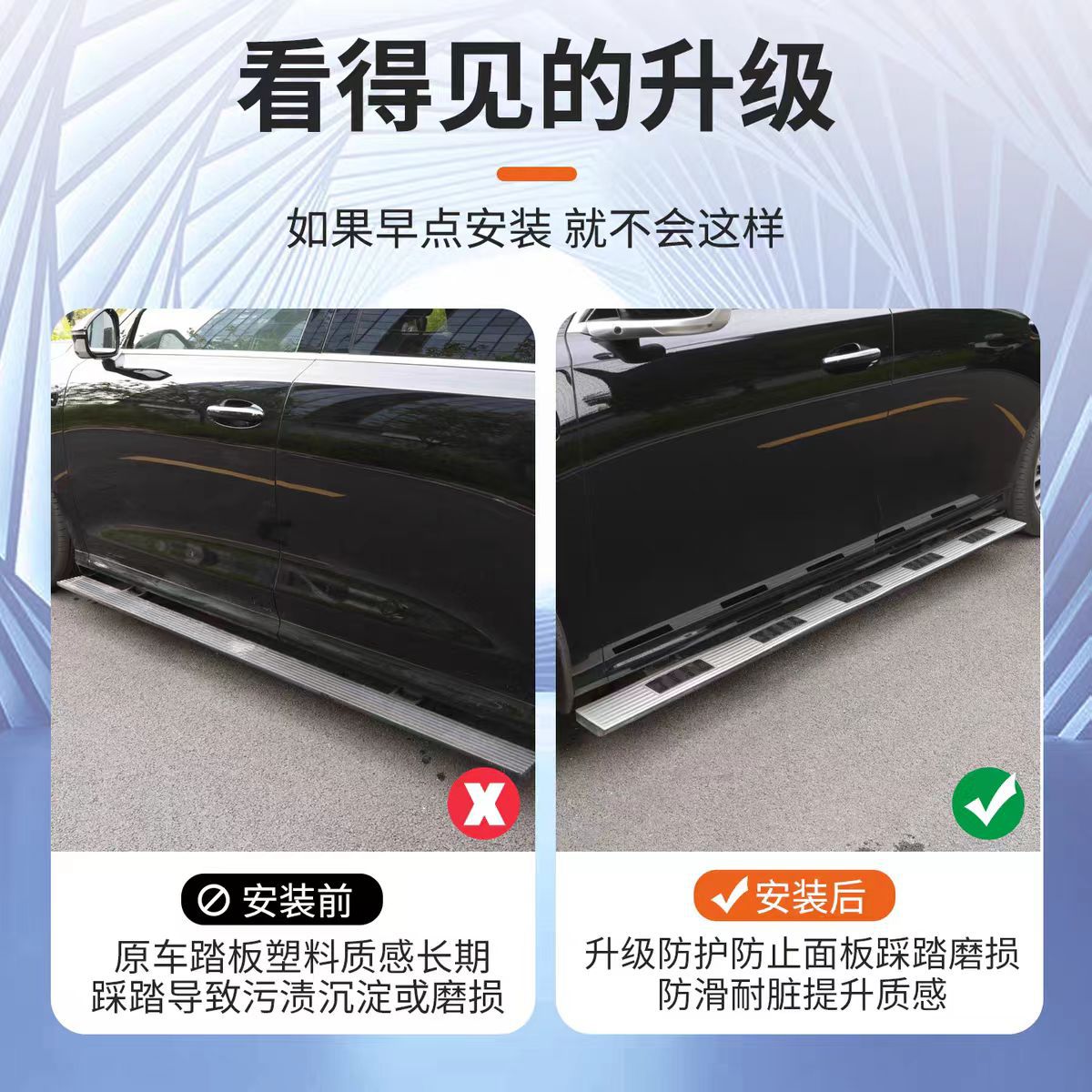 Suitable for WEY V9X8X car door welcome pedal protection plate, side step stainless steel anti-scratch non-destructive modification accessories
