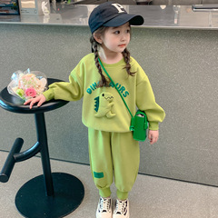 Girls Spring and Autumn Suit 2024 Western Style Spring New Baby Plush Velvet Thickened Children's Clothing Spring Sweaters and Sweatpants