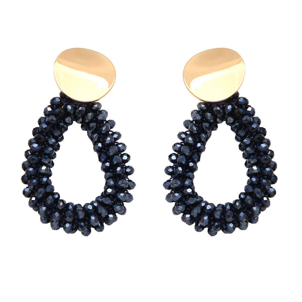 Retro Geometric Copper Beaded Drop Earrings 1 Pair