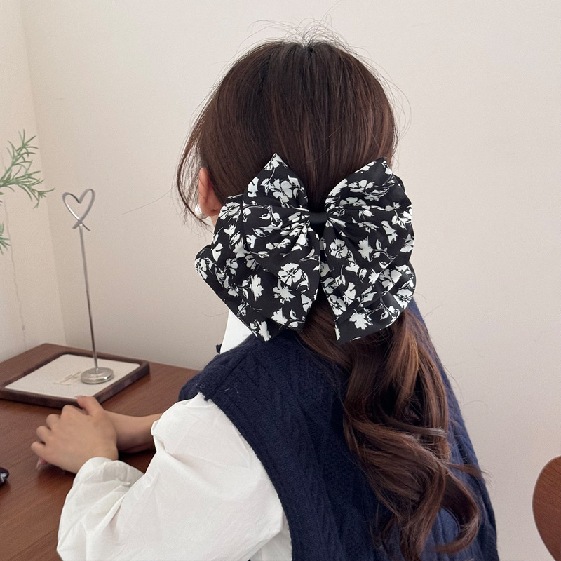 复古撞色碎花扎马尾抓夹优雅气质后脑勺盘发夹简约高级感百搭头饰|undefined