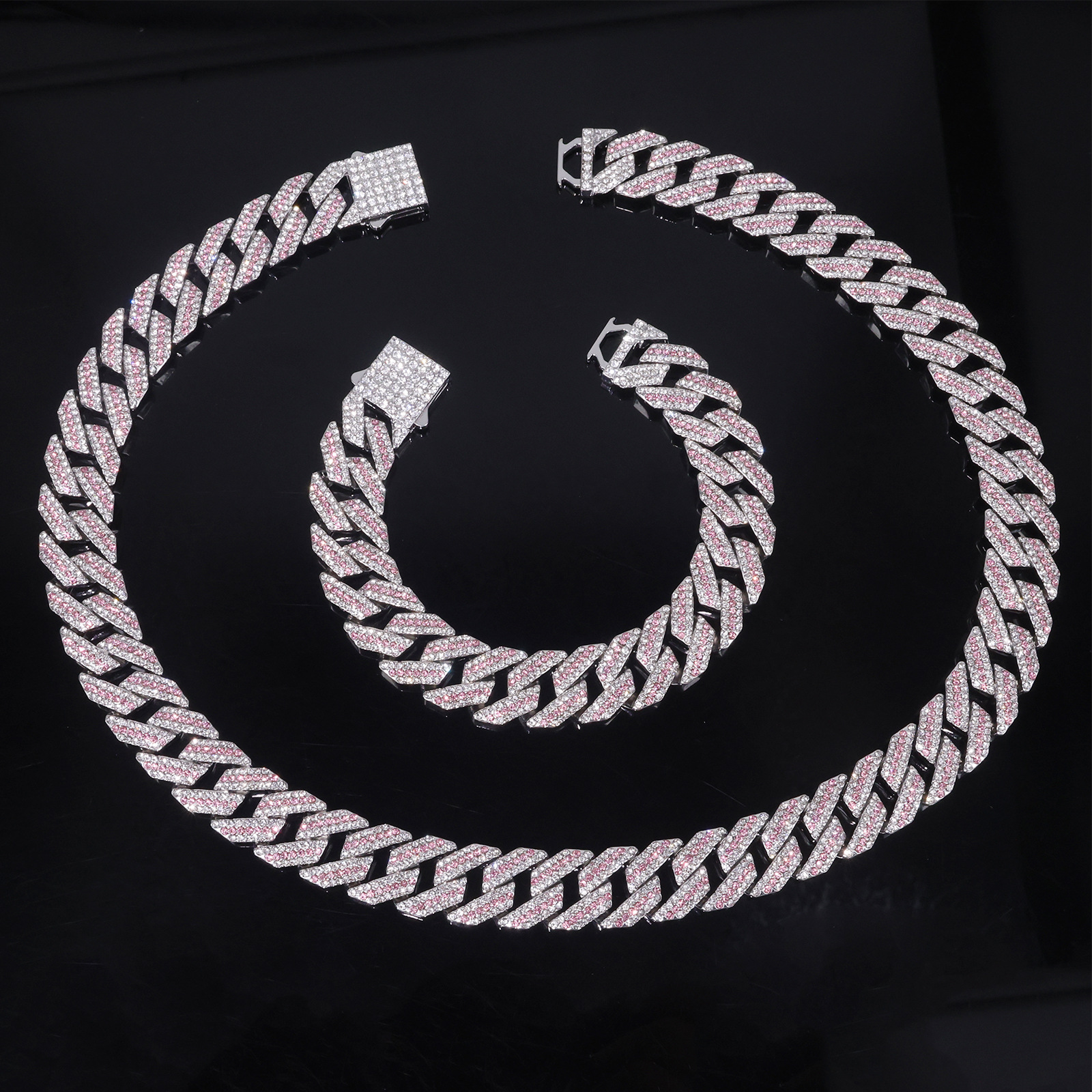 Diamond Cuban Chain Necklace Three Row Spring Hip Hop For Men_voghion.com