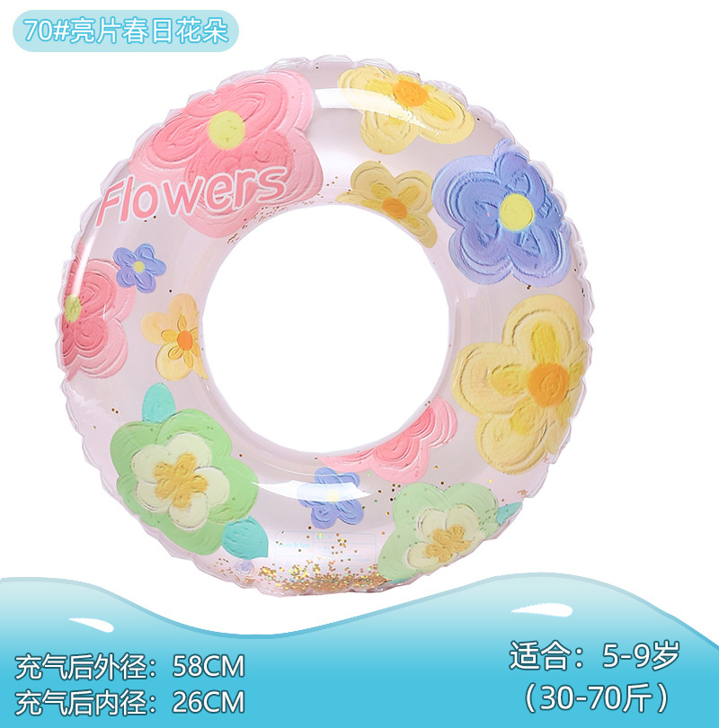 Red Daisy transparente anillo de natación de diafragma, anillo de natación infláble para adultos y niños, anillo de natación de piscina junto al mar