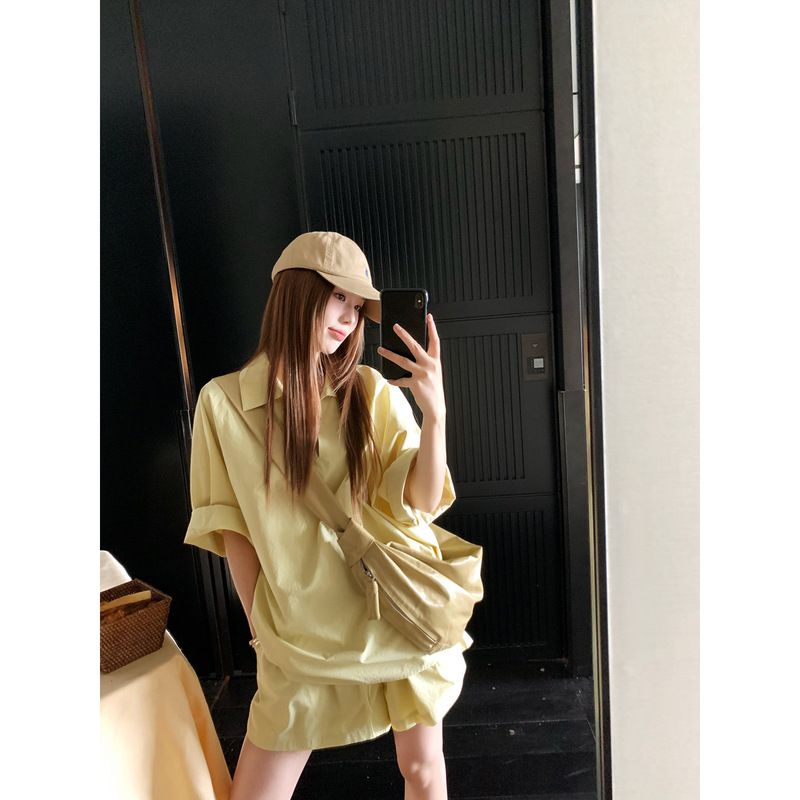 小君君布兰妮 街头素描/极简淡人系ROW风衬衣套装女夏极简两件套|undefined