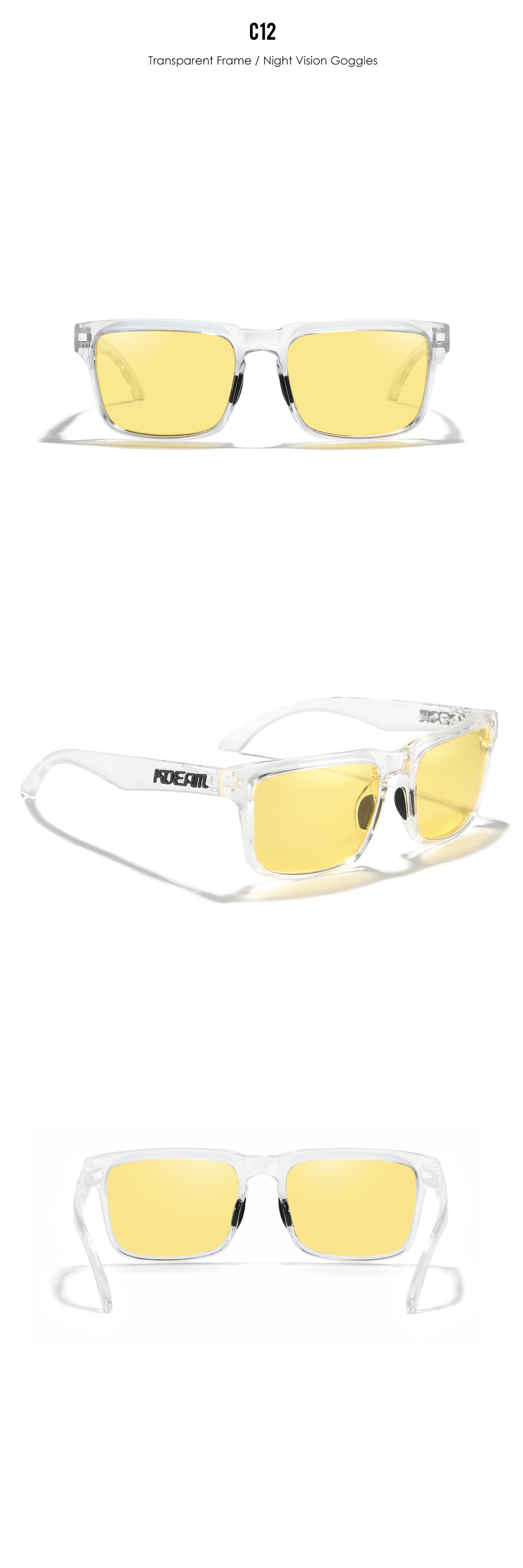 Lässig Farbblock Tak Quadrat Vollbild Sport Sonnenbrille display picture 31