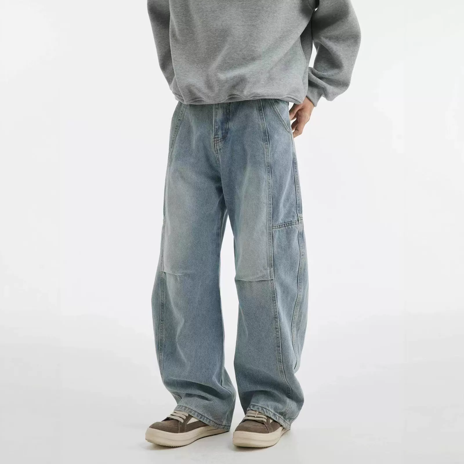 美式水洗牛仔裤男2025四季新款渐变做旧百搭青少年直筒长裤做旧