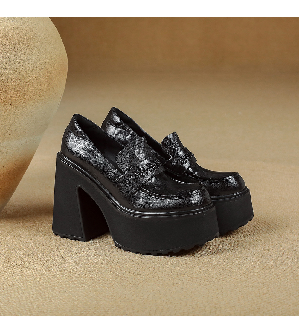 Giày loafer nữ đế dày da cừu non phong cách JK — màu nâu chi tiết 15