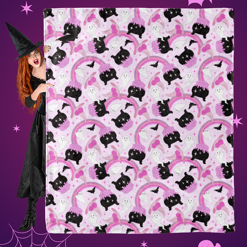 Comercio electrónico transfronterizo Amazon Wish Halloween lana manta espesa doble impresión flange manta