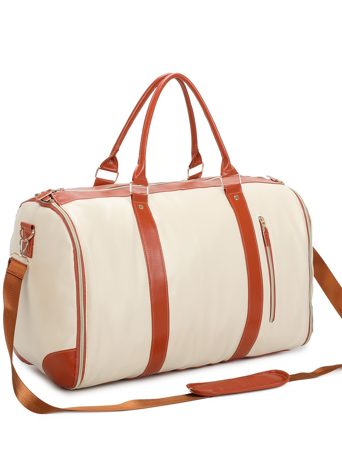 Fábrica de Amazon viajar conveniente bolsa de ropa de mano grande bolsa de cuero PU moda femenina