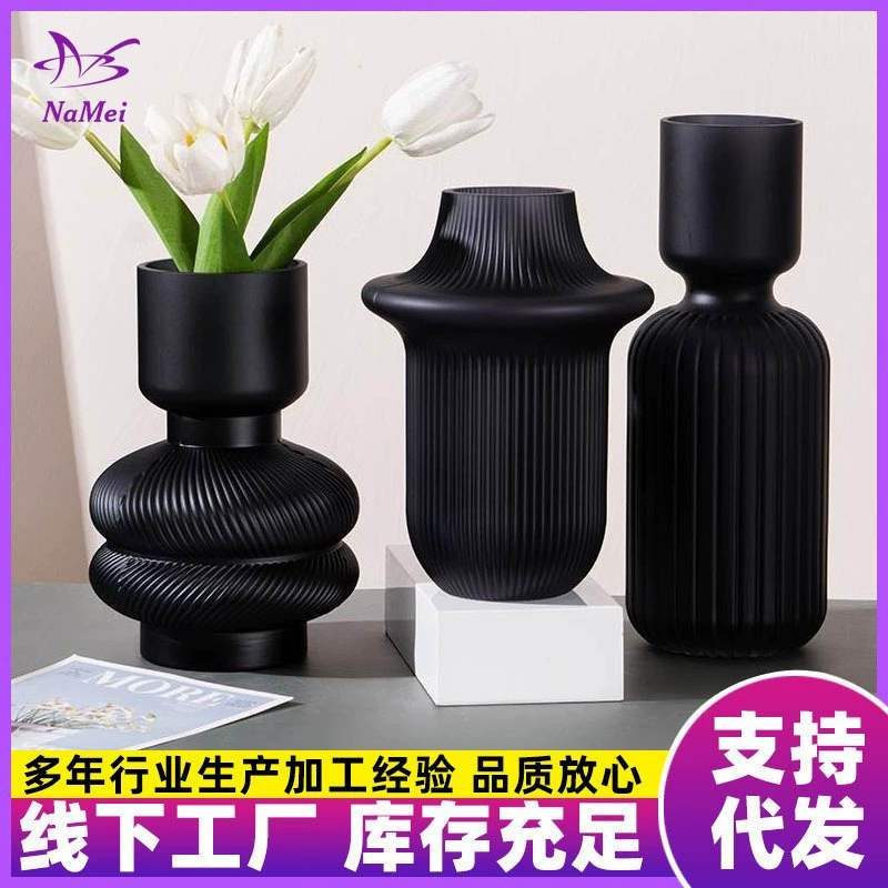 Nordic Light Роскошная ваза из матового стекла Morandi гидропонное украшение высококачественное украшение гостиной Цветочная композиция Прихожая обеденный стол