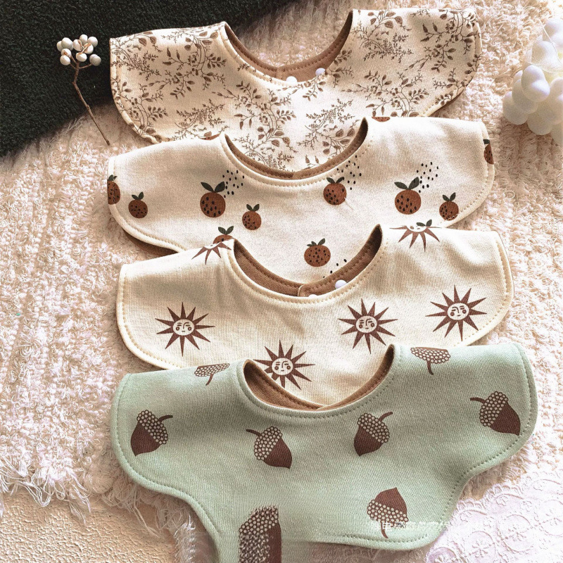 韩版婴儿围嘴花瓣口水巾儿防吐奶围兜宝宝四季两面戴围脖工厂直发