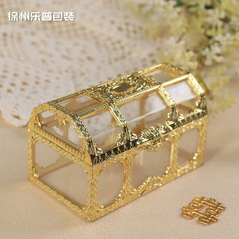 Креативная золотая шкатулка-сокровищница Ferrero, коробка для шоколадных конфет на свадьбу, украшение для торта, пластиковая ажурная