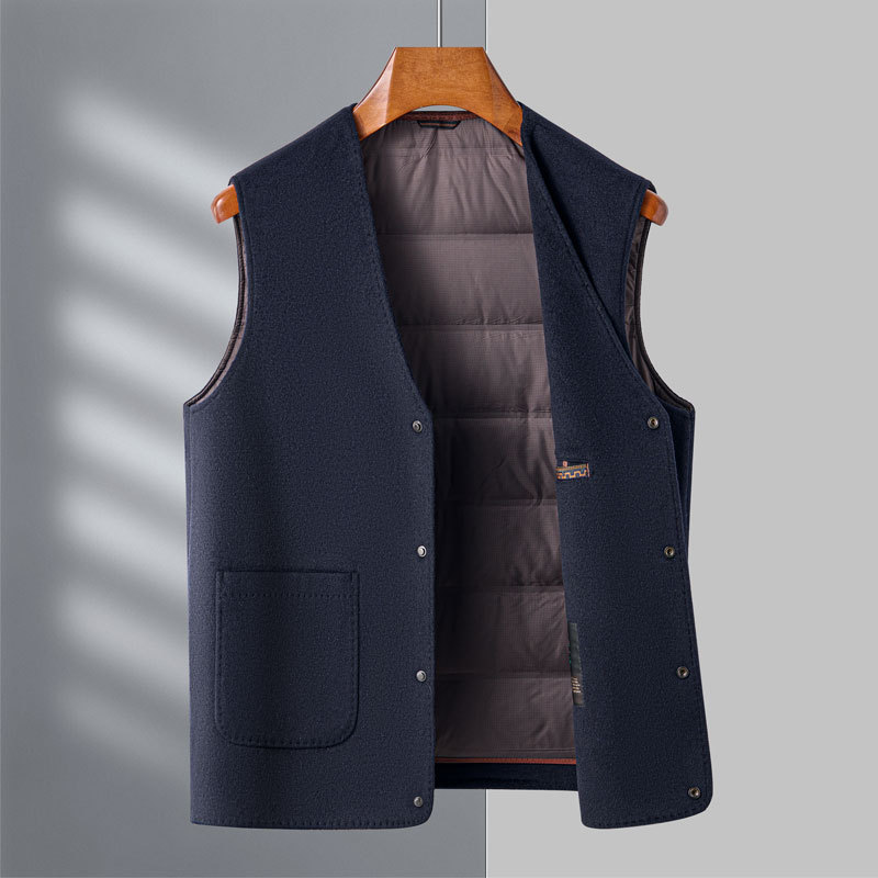 Woolen Suit Vest Men's Business Casual Wool Double-Sided Woolen Vest Waistcoat Woolen down Vest Inside and Outside Woolen Suit Vest Men's Business Casual Wool Double-Sided Woolen Vest Waistcoat Woolen down Vest Inside and Outside