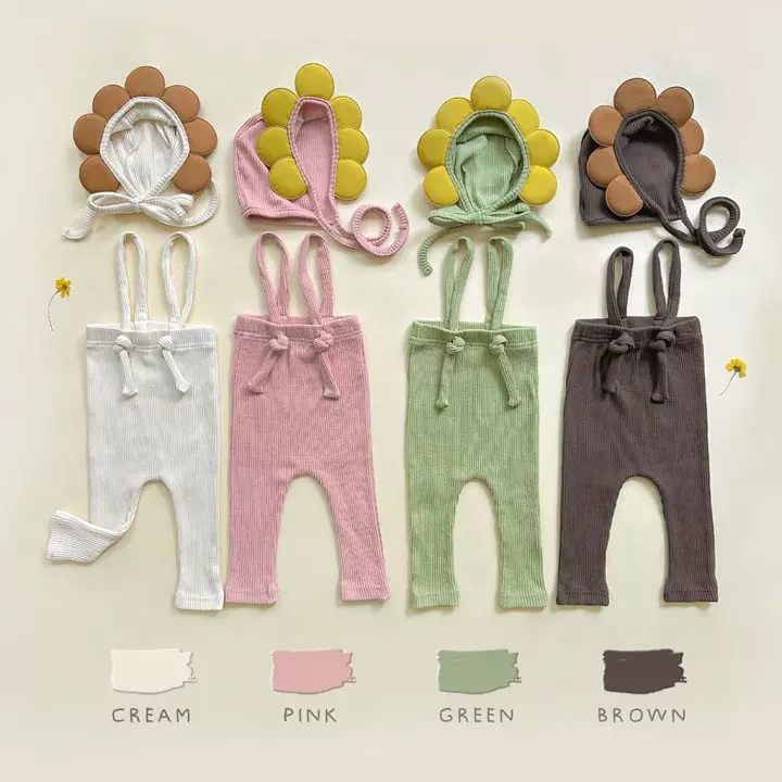 25春季新款韩版儿童背带裤ins款婴儿高弹PP裤小童打底裤帽子套装