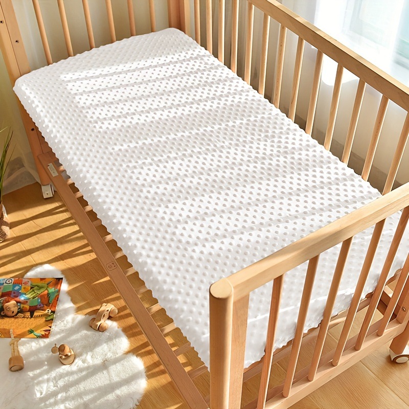 Plaid, Soft and Machine Washable Solid Color Bean Velvet Crib Sheet, Suitable for Standard Infant Beds