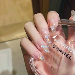 Wearable manicure patch nail patch fake nail finished product removable aurora diamond long nail patch Y47