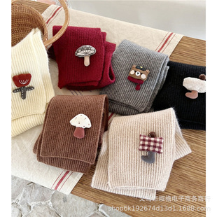 Children's Scarf Ins Vintage Mori Style Solid Color Wool Scarf for Boys and Girls Small Style Baby Fashion Wear Scarf