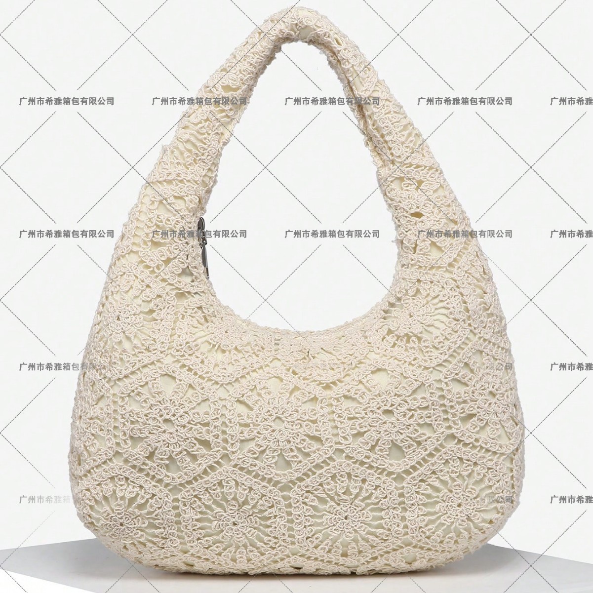 Women's Retro Simple Casual Vacation Knit Hollow-Out 3D Flower Faux Leather Shoulder Bag Underarm Bag - Thumbnail 2