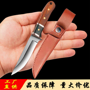 Portable retro colored wooden handle hand forged pork knife Mongolian small knife eating mutton knife outdoor picnic knife