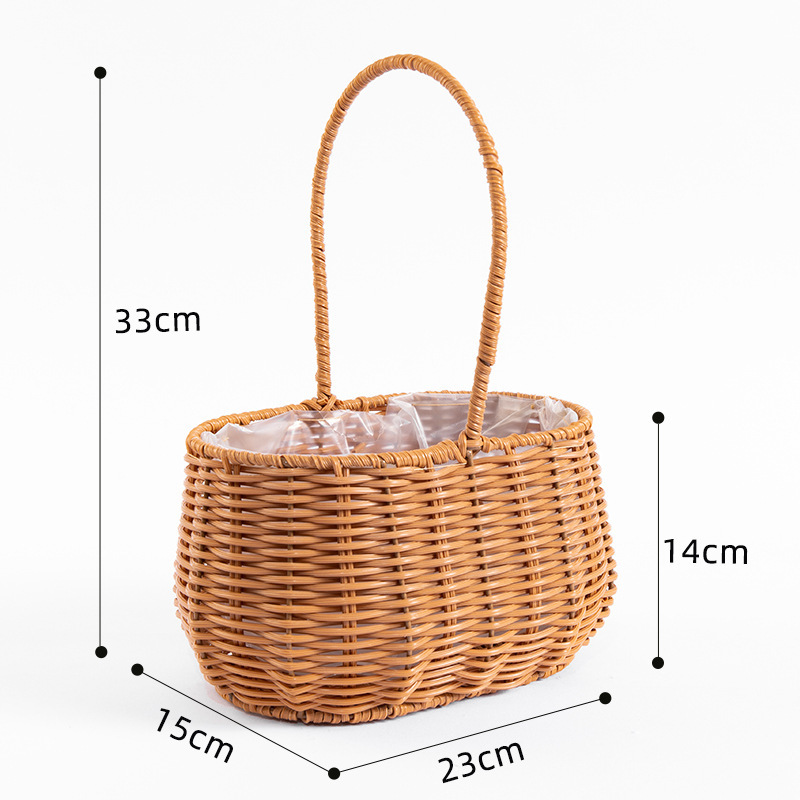 Cestas de flores de huevos de vid de plástico tejidos, flores de luna, flores de mano tejidas, ramo de flores para regalar a una amiga, cesta de flores de mano