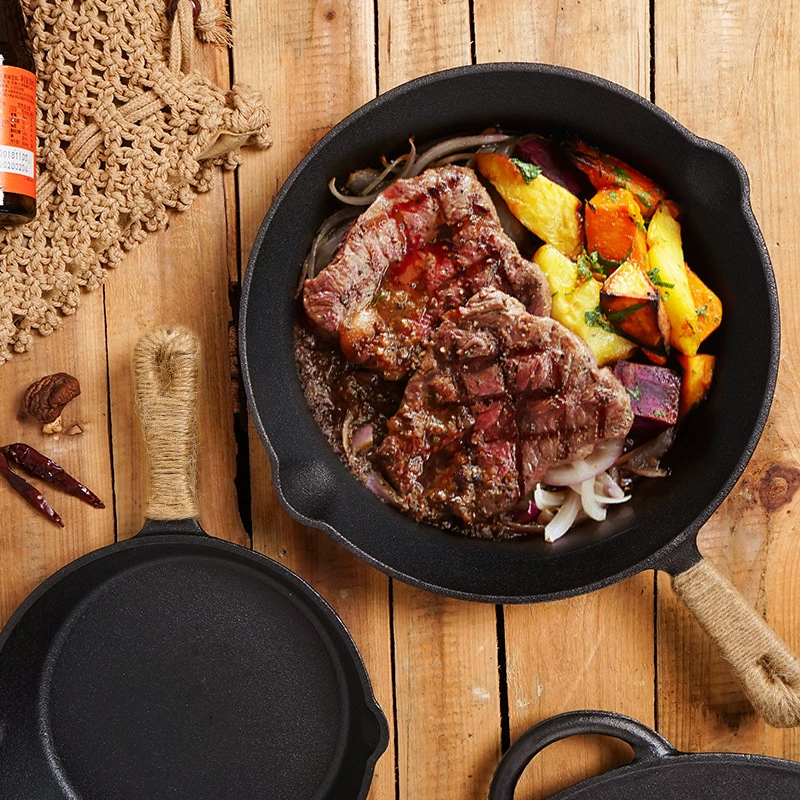 Си Ми Внедорожная Казарма Поход Чугунная жарочная кастрюля Plug Barbecue Плоская кастрюля Устойчивая к жарке Stir-fried Вок