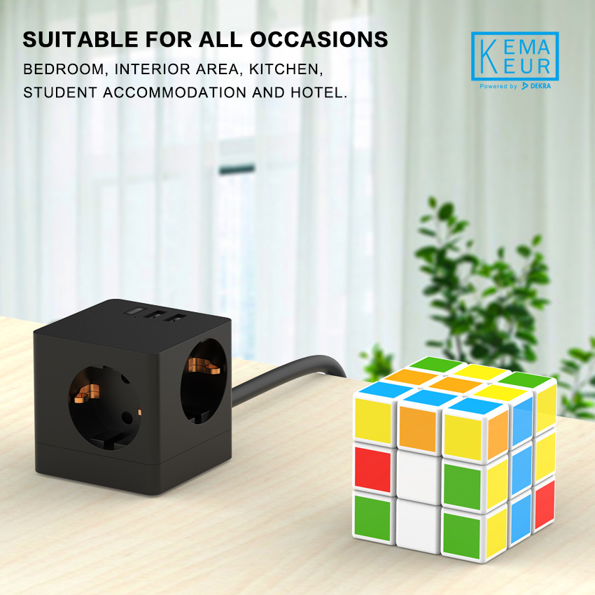 多功能德式插座转换器 旅行\出差\留学 德规转换头 德国魔方排插