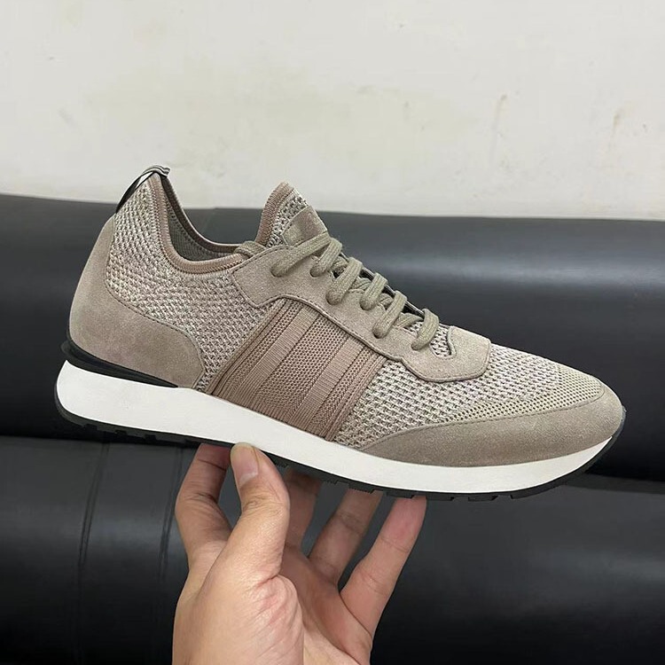 Dingban New Men's Fashion Casual Shoes Fly-Knit Suede Sneakers Super Comfortable Genuine Leather Men's Shoes