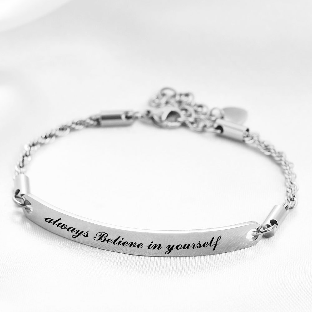 Lady Round Titanium Steel Plating Id Bracelets display picture 2