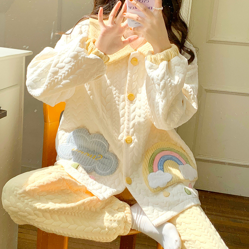 Xiyue Winter Air Cotton Postpartum Thickeneding Suit 2025 Special Sandwich for Pregnant Women Waiting for Childbirth and Breastfeeding Home Clothes Xiyue Winter Air Cotton Postpartum Thickeneding Suit 2025 Special Sandwich for Pregnant Women Waiting for Childbirth and Breastfeeding Home Clothes
