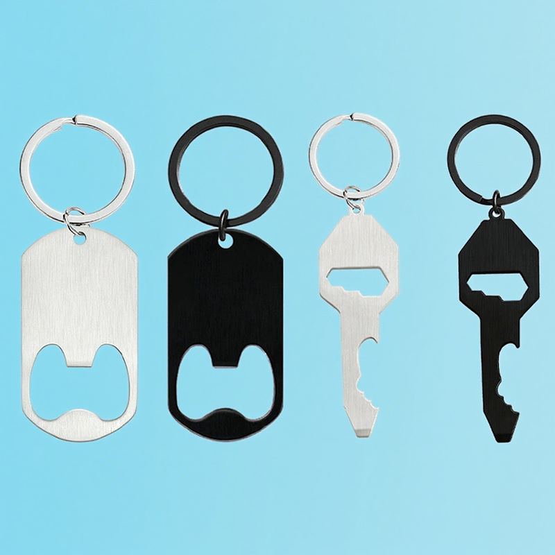 European and American Cross-Border Keychains in Stock, Blank Materials, Bottle Openers, Tags, Holiday Gifts, Metal Keychains Wholesale