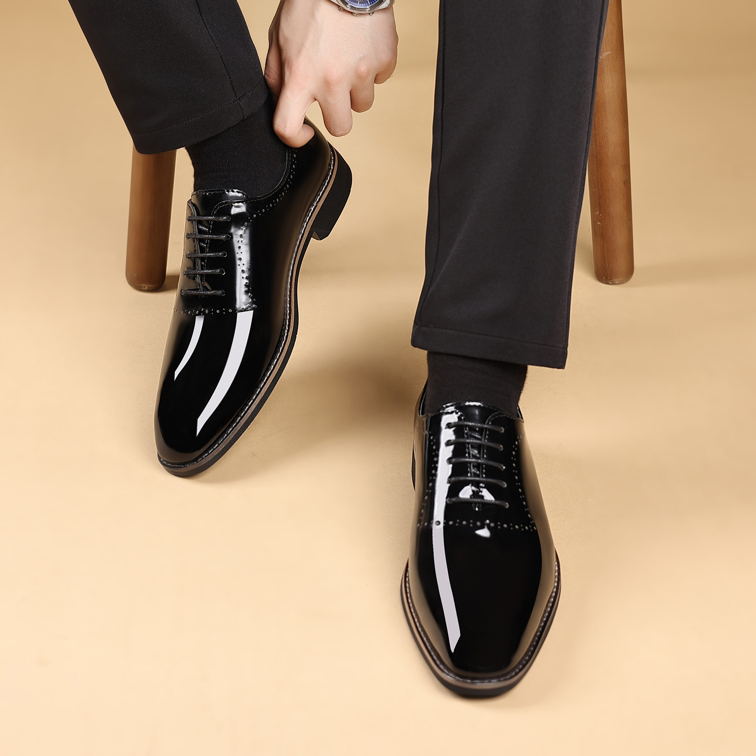 7903 Cross-border Men's New Autumn Shoes, Lace-up British Style Patent Leather Shoes (Yumei Ruijie Series)_vogvips.com