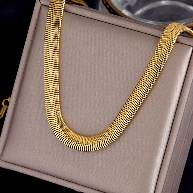 simple retro titanium steel widened thick soft snake bone chain