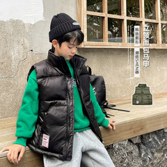 海媽家男童加厚保暖開衫外套23秋冬新款兒童棉馬甲韓版冬裝棉服潮