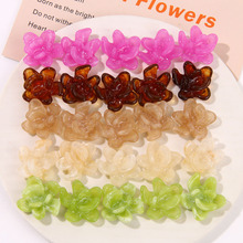 日系小清新晕染异形花花朵树脂配件diy头饰发夹饰品贴片材料批发