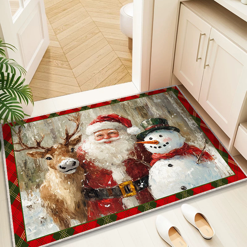 Transfronterizo temu alfombra de Navidad alfombra de puerta puede cortar alfombra de lana de cristal fácil de cuidar alfombra de puerta image 15