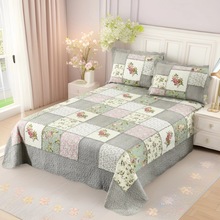 手工拼接绗缝被欧式外贸纯棉床上用品三件套工拼布夹棉床盖被子