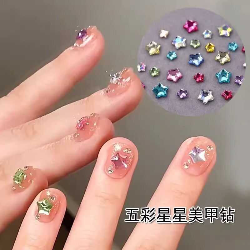 Popular Dopamine Colorful Fat Starfish Nail Art Special-Shaped Diamond Super Shiny Cute Accessories Flats Special-Shaped Nail Art Diamond Jewelry