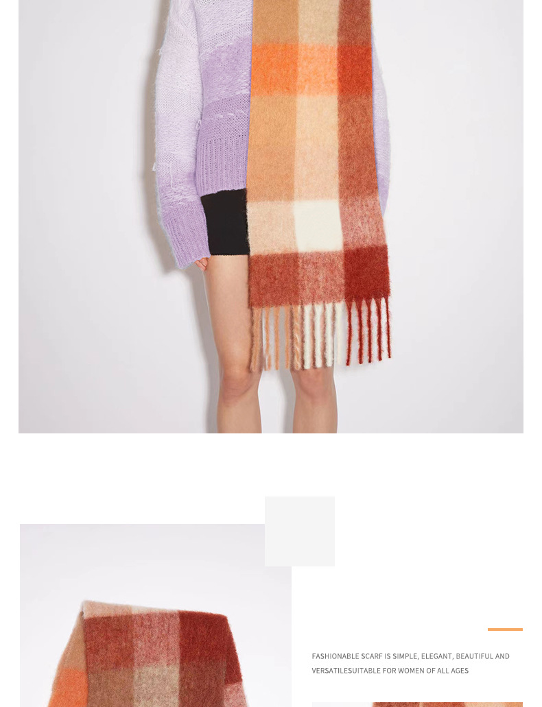 Women's Scarves Plaid Scarf New Stitching Cashmere-like Mahaired Women Warm Shawl _voghion.com