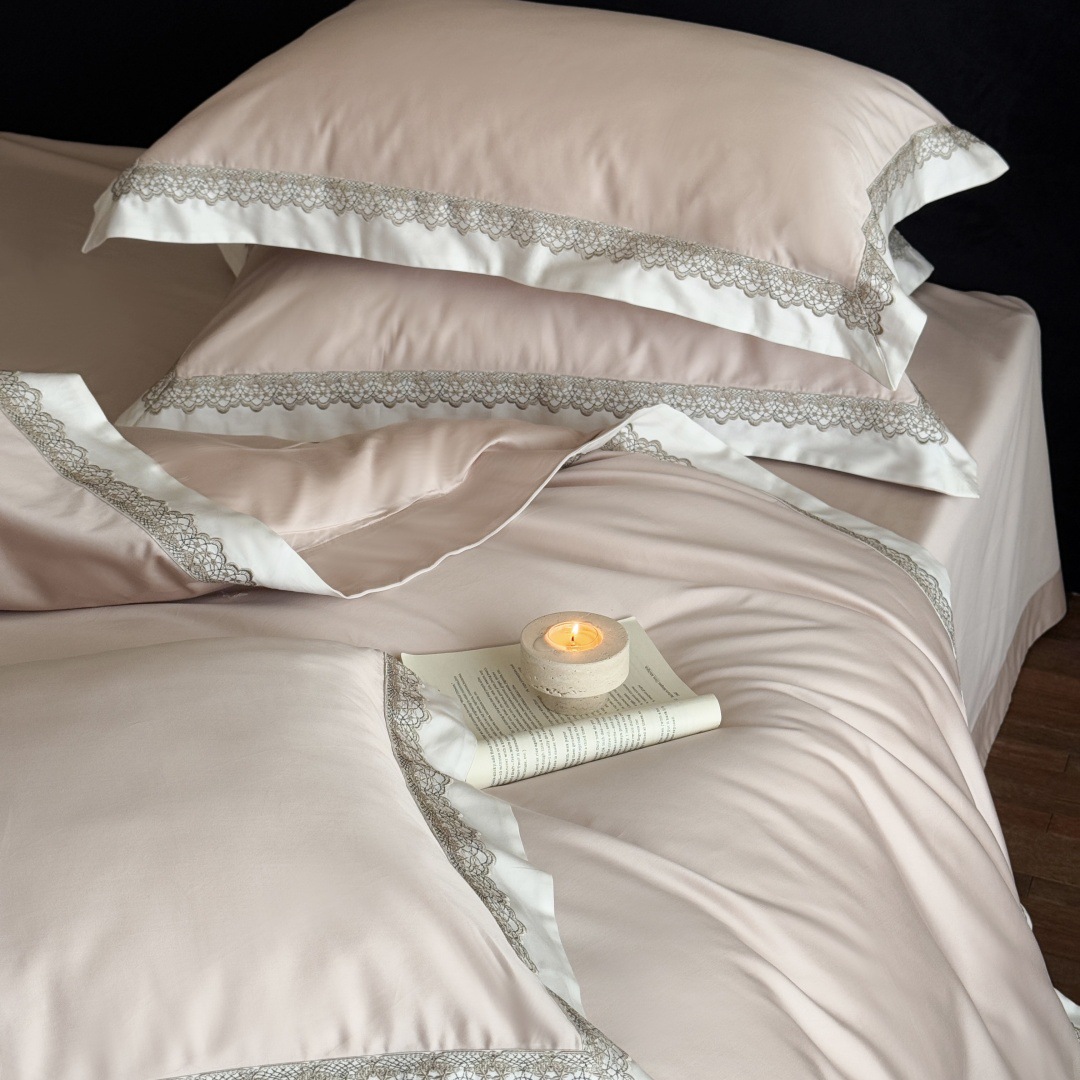 高档轻奢120支长绒棉四件套超柔亲肤四季乔迁备婚床品全棉可送礼